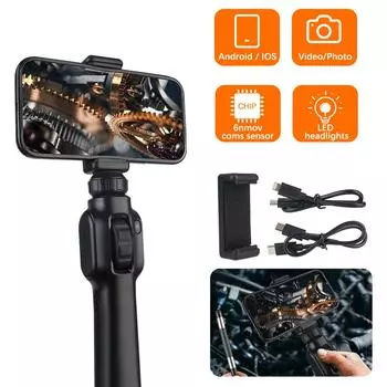 Шарнирный бороскоп с 8 светодиодными лампами с шарнирной камерой для осмотра автомобилей 8 мм для Android/IOS 360° рулевой эндоскоп 1080P 8mm Universal