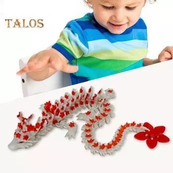 Шарнирный дракон, 3D-печатный светящийся в темноте дракон, цветущая вишня, игрушка-фиджет в подарок любителям драконов синий