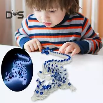 Шарнирный дракон, 3D-печатный светящийся в темноте дракон, цветущая вишня, игрушка-фиджет в подарок любителям драконов красный