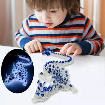 Шарнирный дракон, 3D-печатный светящийся в темноте дракон, цветущая вишня, игрушка-фиджет в подарок любителям драконов красный