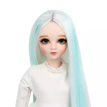 Шарнирный кукольный парик Akarachi 60 см, Ice Mix, прямой, разноцветный