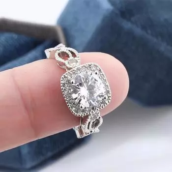 Шарообразный цветок ротанга великолепное женское кольцо в китайском стиле квадратный карат бриллиантовое кольцо помолвка подарок на годовщину не выцветает 6 белый