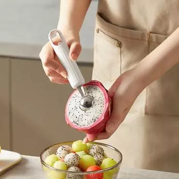 Шарообразный совок для арбуза, фруктовая ложка, совок для мороженого, шарообразный совок из нержавеющей стали, кухонные принадлежности, аксессуары белый