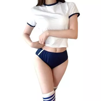Шаровары сексуальные спортивные милые школьницы чулки спортивная форма шаровары костюм [Rhowena] косплей, одежда, шаровары, униформа, взрослые, женский костюм, белый