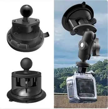 Шаровое крепление 1 дюйм, поворотный замок, присоска, основание, крепление на окно, поворот на 360 °, рычаг для аксессуаров для экшн-камер с двойной розеткой чёрный
