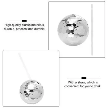 Шаровые чашки Flash Коктейльная чашка Ночной клуб Бар Вечеринка Фонарик Соломенный бокал для вина серебряный