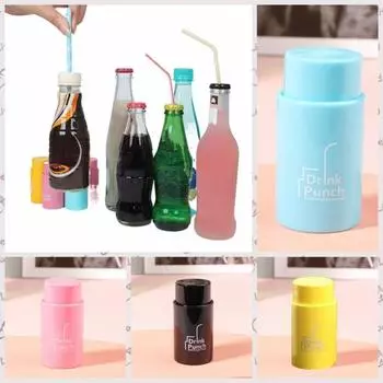 Sharp Bottle Cover Hole Punch Plastic Bottle Cap Hole Maker Kitchen Accessory Drink Punch Straw розовый
