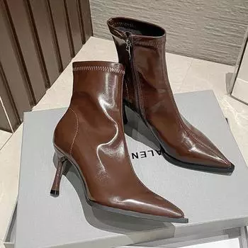 Sharp Pointed Elastic Boots Autumn Winter New Elegant Professional Fashion Boots Women Shoes Short Boots for Women with Velvet 34 чёрный