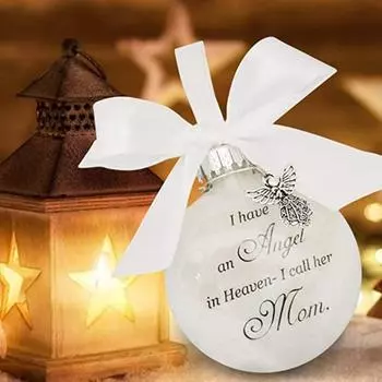 Шары для рождественской елки Памятное украшение Шар из перьев Ангел на небесах Мемориальное украшение Рождественская елка Подвеска в память о маме и папе 8cm(3.15in)
