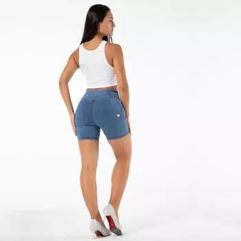 Shascullfites Melody Модные джинсовые джинсы с высокой талией, шорты с подтяжкой ягодиц, шорты для тренировок с пуш-ап, йогой XXS синий