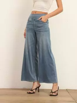 Shascullfites Женские джинсы-стрейч с широкими штанинами, светло-голубые расклешенные брюки, прямые брюки из денима, сексуальные повседневные джинсы XS