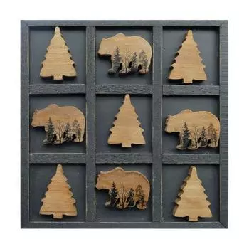 Шашки на тему медведей, доска для путешествий из самшита ручной работы с хранилищем, портативный декор для кофейного столика для дачи и семейного игрового вечера A