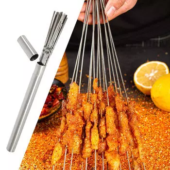 Шашлычки для барбекю, плоские шампуры для барбекю, 50 штук, многоразовые, с трубкой для хранения кебаба, 30cm