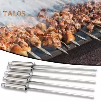 Шашлычки для кебаба из нержавеющей стали с ползунком для гриля 16-дюймовые прочные нержавеющие шампуры для барбекю для мяса, овощей, морепродуктов, легко чистящиеся аксессуары для гриля
