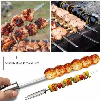 Шашлычки для кебаба из нержавеющей стали с ползунком для гриля 16-дюймовые прочные нержавеющие шампуры для барбекю для мяса, овощей, морепродуктов, легко чистящиеся аксессуары для гриля