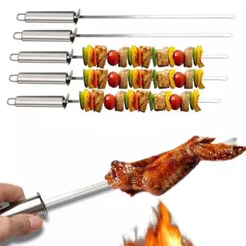 Шашлычки для кебаба из нержавеющей стали с ползунком для приготовления на гриле 16-дюймовые прочные нержавеющие шампуры для барбекю
