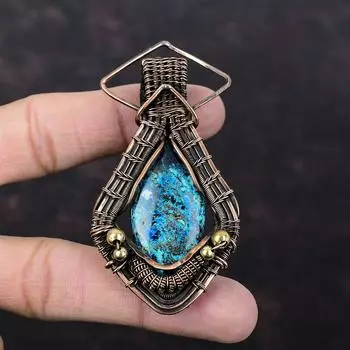 Шаттукит Медный кулон Медная проволока обернутая ювелирное изделие Драгоценный камень кулон Шаттукит ювелирное изделие ручной работы проволочная обертка кулон подарок для мамы