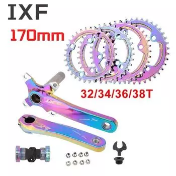 Шатуны IXF 104BCD, 170 мм, MTB, 32/34/36/38T, красочная цепочка шатунов для горного велосипеда, цепочка с широким и узким зубчатым покрытием, ослепляет crank