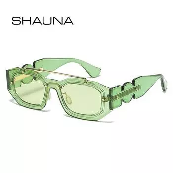 SHAUNA 2022 Весенние и летние солнцезащитные очки с двойными мостиками, прямоугольные солнцезащитные очки ярких цветов UV400