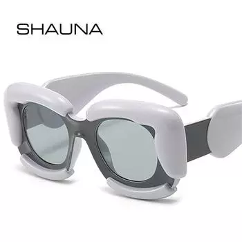 SHAUNA, большие квадратные мужские уникальные солнцезащитные очки, модные двойные цветные женские очки UV400, женские уличные солнцезащитные очки