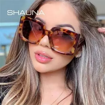 SHAUNA Большие квадратные женские солнцезащитные очки винтажного градиентного оттенка UV400