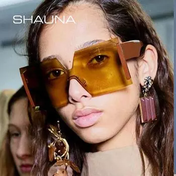 SHAUNA большие женские квадратные солнцезащитные очки в полуоправе, модные мужские солнцезащитные очки с градиентом UV400