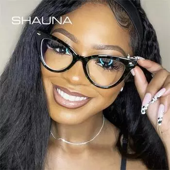 SHAUNA большие женские солнцезащитные очки «кошачий глаз», модные прозрачные градиентные оттенки UV400, мужские украшения с заклепками, трендовые солнцезащитные очки