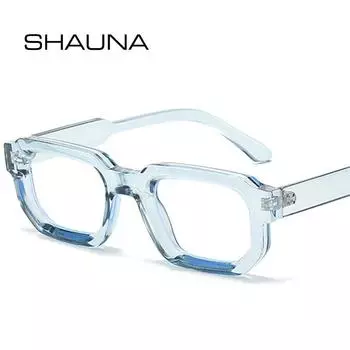 SHAUNA Ins Популярные модные многоугольные квадратные женские очки в оправе, прозрачные антисиние очки, оптические мужские красные, синие оправы