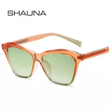 SHAUNA Ins, популярные модные многоугольные женские роскошные солнцезащитные очки «кошачий глаз», ретро градиентные оттенки UV400, мужские двухцветные солнцезащитные очки