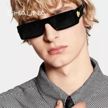 SHAUNA Маленькие прямоугольные солнцезащитные очки в стиле ретро UV400 Ins Популярная мраморная оправа 10 цветов Солнцезащитные очки