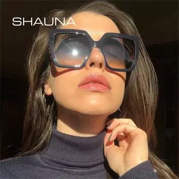 SHAUNA модные большие солнцезащитные очки «кошачий глаз» женские винтажные металлические градиентные очки UV400 мужские солнцезащитные очки