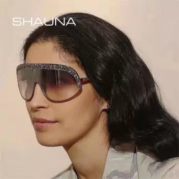 SHAUNA модные цельные женские солнцезащитные очки большого размера в блестящей золотой оправе с градиентными линзами, мужские очки, солнцезащитные очки