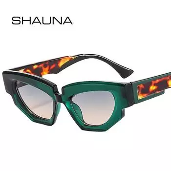 SHAUNA модные двухцветные женские многоугольные солнцезащитные очки «кошачий глаз» ретро градиентные мужские солнцезащитные очки UV400