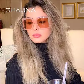 SHAUNA модные изогнутые женские солнцезащитные очки большого размера, серые очки с градиентными линзами, женские очки в стиле ретро, мужские трендовые солнцезащитные очки, оттенки