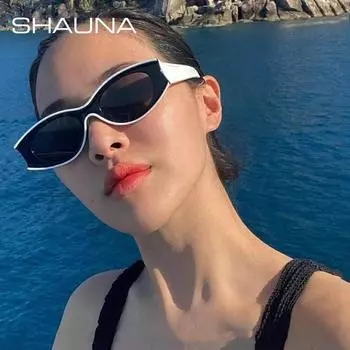 SHAUNA модные красочные солнцезащитные очки «кошачий глаз», женские винтажные мужские трендовые овальные солнцезащитные очки, оттенки UV400