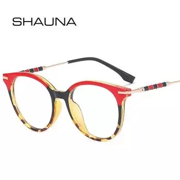SHAUNA модные круглые женские весенние шарнирные очки в оправе в стиле ретро, двойной цвет, анти-синий свет, оптические очки, мужская оправа