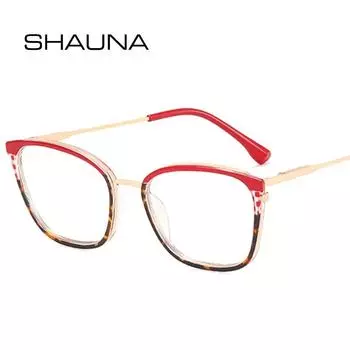 SHAUNA модные квадратные женские очки TR90 металлические оправы для очков ретро двойной цвет мужские прозрачные антисиние легкие очки оптическая оправа