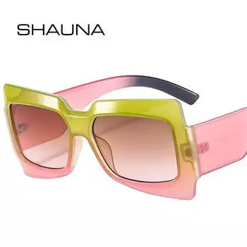SHAUNA модные квадратные женские солнцезащитные очки градиентных оттенков UV400 винтажные широкие мужские трендовые солнцезащитные очки с леопардовым принтом