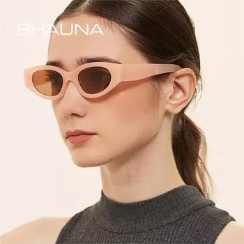 SHAUNA модные маленькие солнцезащитные очки «кошачий глаз» женские флуоресцентные зеленые леопардовые очки винтажные мужские солнцезащитные очки оттенки UV400