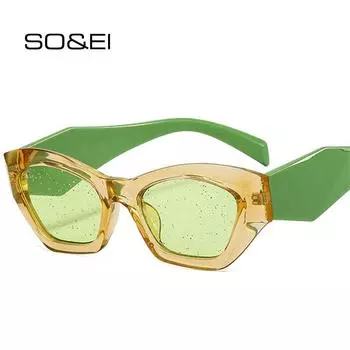 SHAUNA модные нерегулярные женские роскошные солнцезащитные очки «кошачий глаз» винтажные брендовые дизайнерские желе розовые фиолетовые оттенки UV400 мужские солнцезащитные очки Champagne green