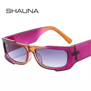 SHAUNA модные прямоугольные двойные цветные женские солнцезащитные очки в стиле ретро с градиентными оттенками UV400 мужские трендовые солнцезащитные очки цвета шампанского