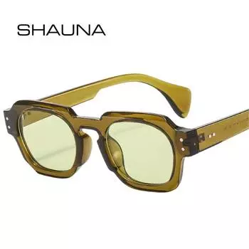 SHAUNA новые квадратные солнцезащитные очки женские модные прозрачные линзы Ocean очки UV400 винтажные мужские заклепки солнцезащитные очки в стиле панк