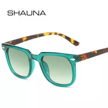 SHAUNA новые квадратные заклепки мужские солнцезащитные очки модные градиентные оттенки UV400 ретро женские панк-леопардовые солнцезащитные очки