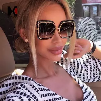 SHAUNA Oversize, полурамка, женские розовые зеркальные квадратные солнцезащитные очки, модные женские чайные градиентные линзы, UV400