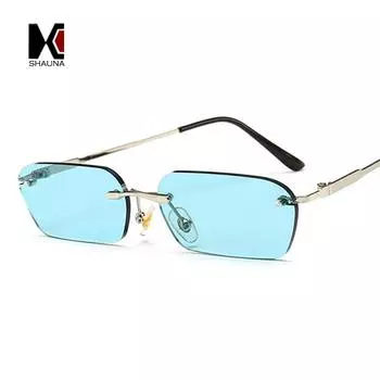 SHAUNA Панк солнцезащитные очки без оправы трендовые прозрачные красные синие желтые мужские квадратные оттенки с защитой UV400