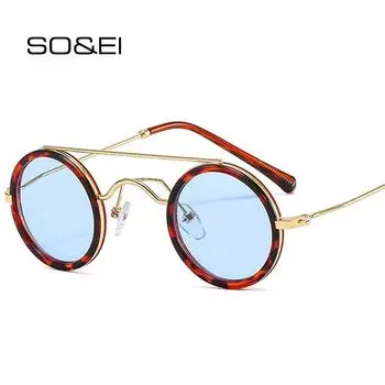 SHAUNA, популярные модные маленькие круглые солнцезащитные очки, женские винтажные металлические очки в стиле панк, мужские прозрачные солнцезащитные очки с океаническими линзами UV400, солнцезащитные очки Black red