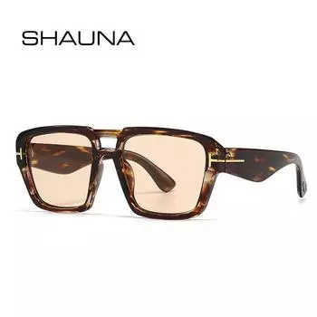 SHAUNA Retro Double Bridges Square Sunglasses Women Brand Designer Clear Yellow Blue UV400 Fashion Men Trending Sun Glasses Black grey