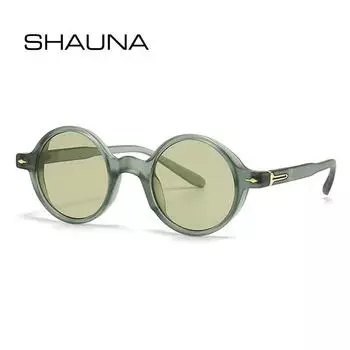 SHAUNA Ретро круглые панк женские солнцезащитные очки модные градиентные оттенки UV400 мужские солнцезащитные очки с заклепками