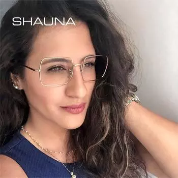 SHAUNA ретро квадратные мужские и женские металлические очки в оправе с прозрачными линзами, модные очки, женские оптические очки в оправе