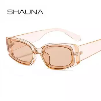 SHAUNA Ретро маленькие прямоугольные солнцезащитные очки женские брендовые дизайнерские модные яркие цвета оттенки летние стили UV400